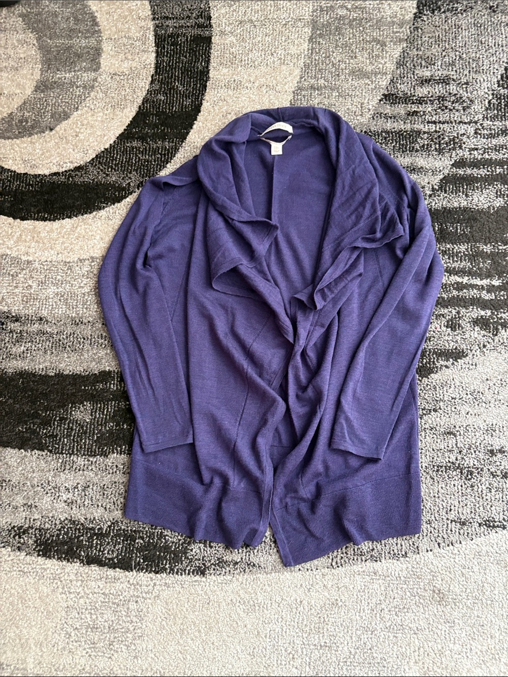 Ellen Tracy Open-Front Extra Fine Merino Wool Cardigan Size M